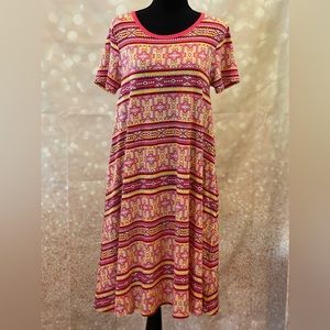 LuLaRoe XS Below Knee‎ Patterned Dress with Pockets